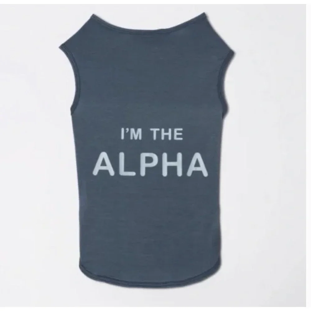 Boots & Barkley Dog Tank Top Blue Large Im the Alpha Pet Apparel Dog Shirt Large